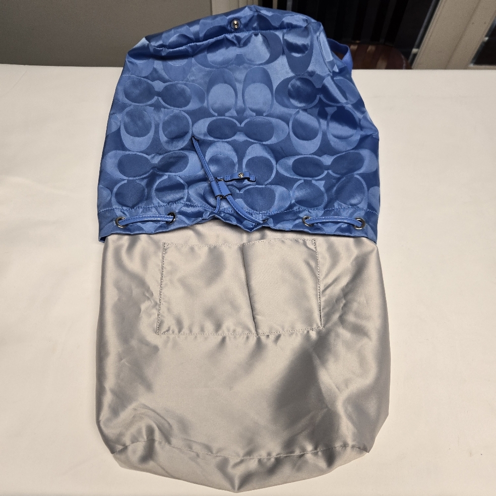 Coach Light Blue Signature Nylon Drawstring Backpack - Picture 9 of 16